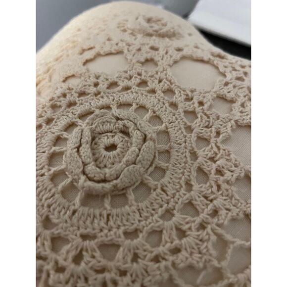 Vintage Handmade Crochet Heart Pillow Decorative Accent Lace Doily Throw Cushion - Picture 5 of 9